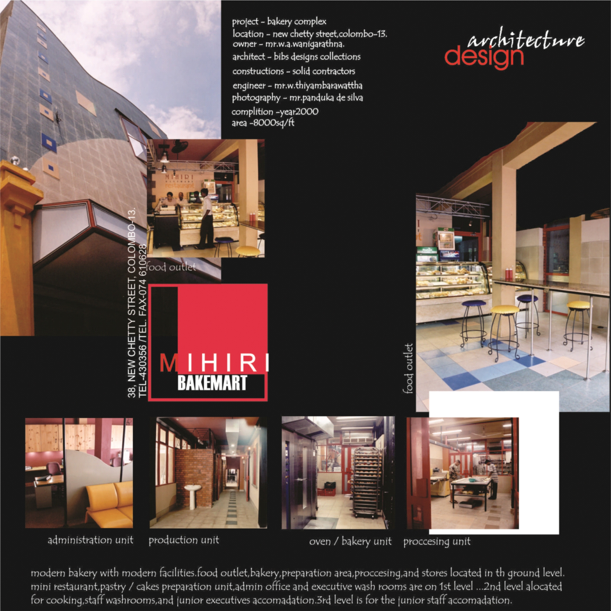 Original architectural presentation documenting the bakery complex completed in 2000